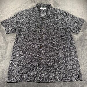 Mizzen+Main Mens XL Performance Short Sleeve Button Down Black Floral Paisley